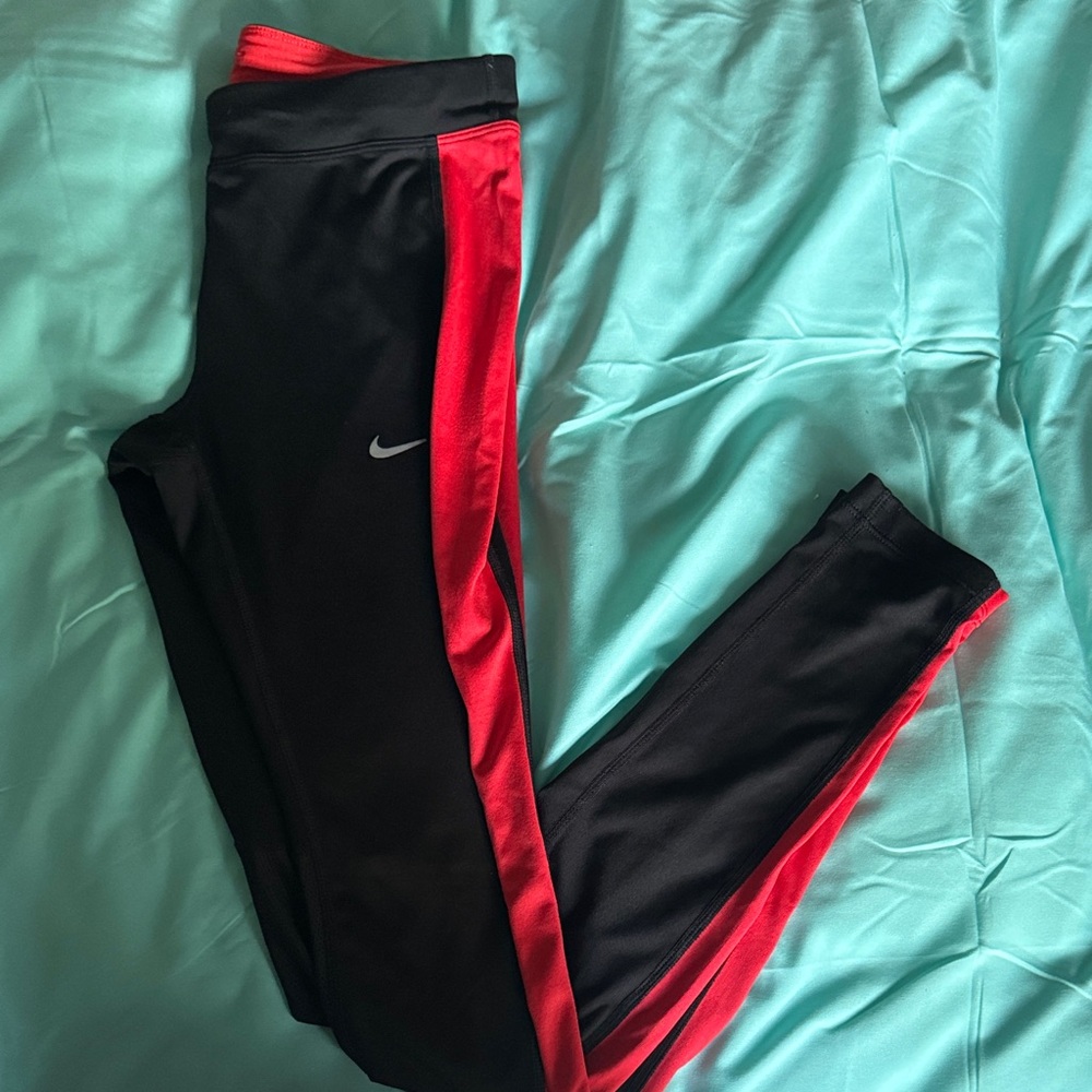 Nike Kids Black and Red Athletic Leggings